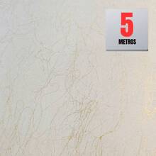 Papel de Parede Premium Mármore Fios Dourado Rolo 5m x 45cm Autocolante Sala Cozinha - Branco - Visão 1