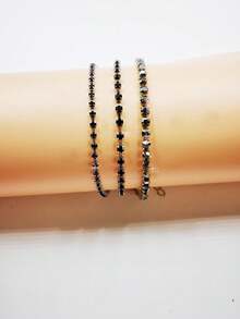 1pc Sparking Rhinestone Brass   Bracelet  For Women Daily Wear/ Evening Party /Valentine's Day Gift - Navy Blue - View 3