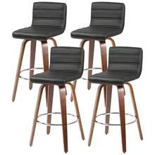 Set Of 1/2/4 Swivel Bar Stool PU Leather Upholstered Counter Height Stool Heavy Duty Bentwood Bar Chairs - màu đen - Xem 1