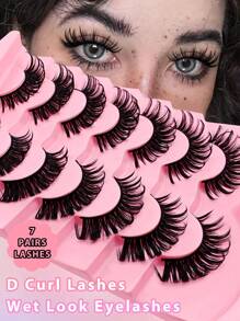 7 Pairs Full False Lashes Wet Look 18mm Cat Eye Tail Elongated Lashes Spiky Manga Lashes For Everyday Wear Or Costume Parties - Spiky Manga Lashes - View 1
