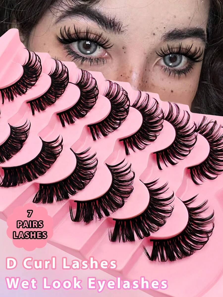 7 Pairs Full False Lashes Wet Look 18mm Cat Eye Tail Elongated Lashes Spiky Manga Lashes For Everyday Wear Or Costume Parties - Spiky Manga Lashes - View 1