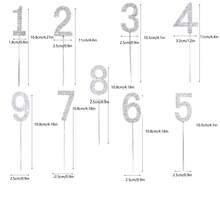 1入數字形狀合金鑲鑽蛋糕插件,適用於生日、婚禮主題裝飾 - 彩色 - 查看 3