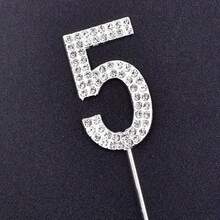 1入數字形狀合金鑲鑽蛋糕插件,適用於生日、婚禮主題裝飾 - 彩色 - 查看 14