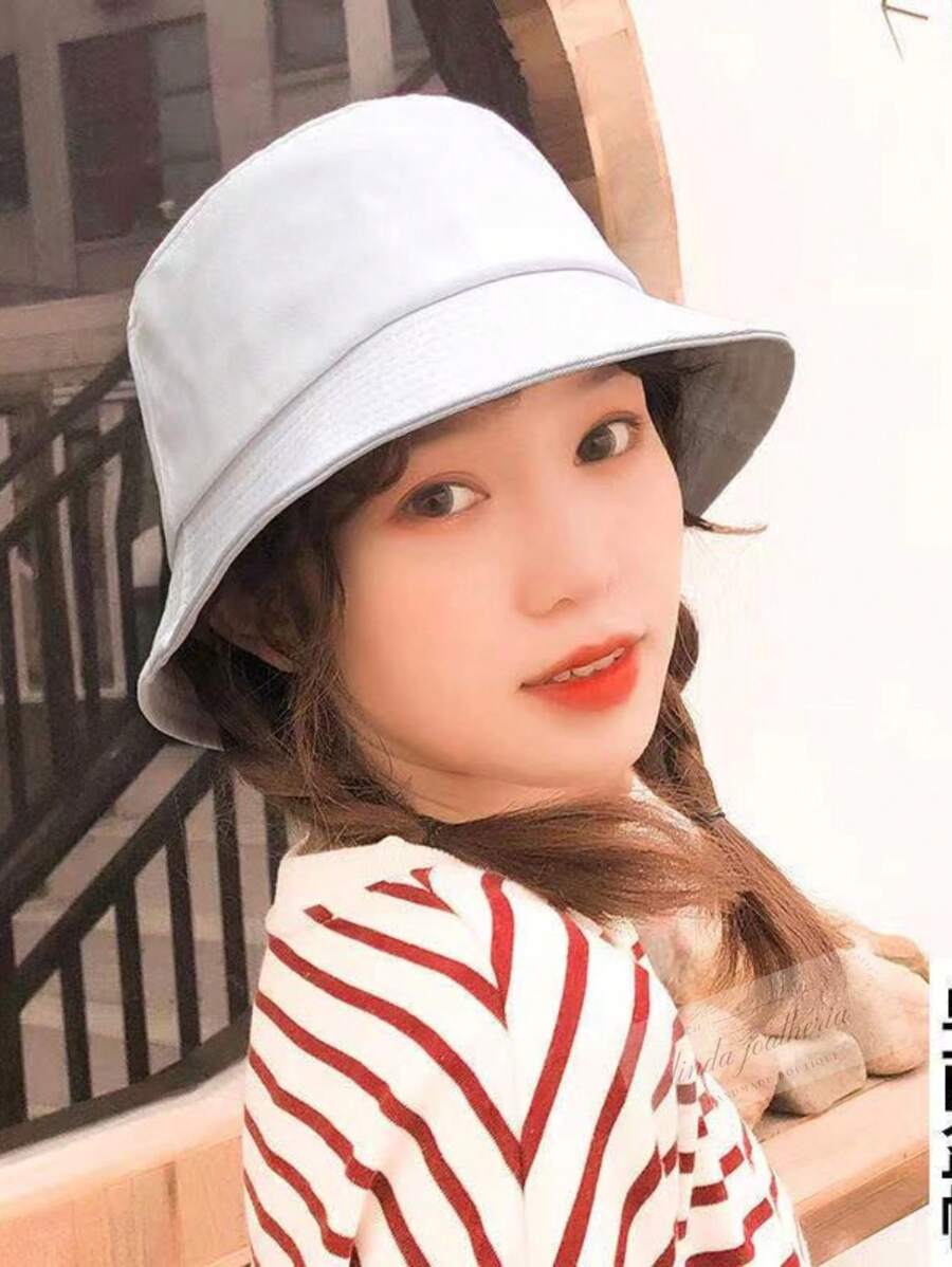 女式休閒漁夫帽 - 白色 - 查看 1