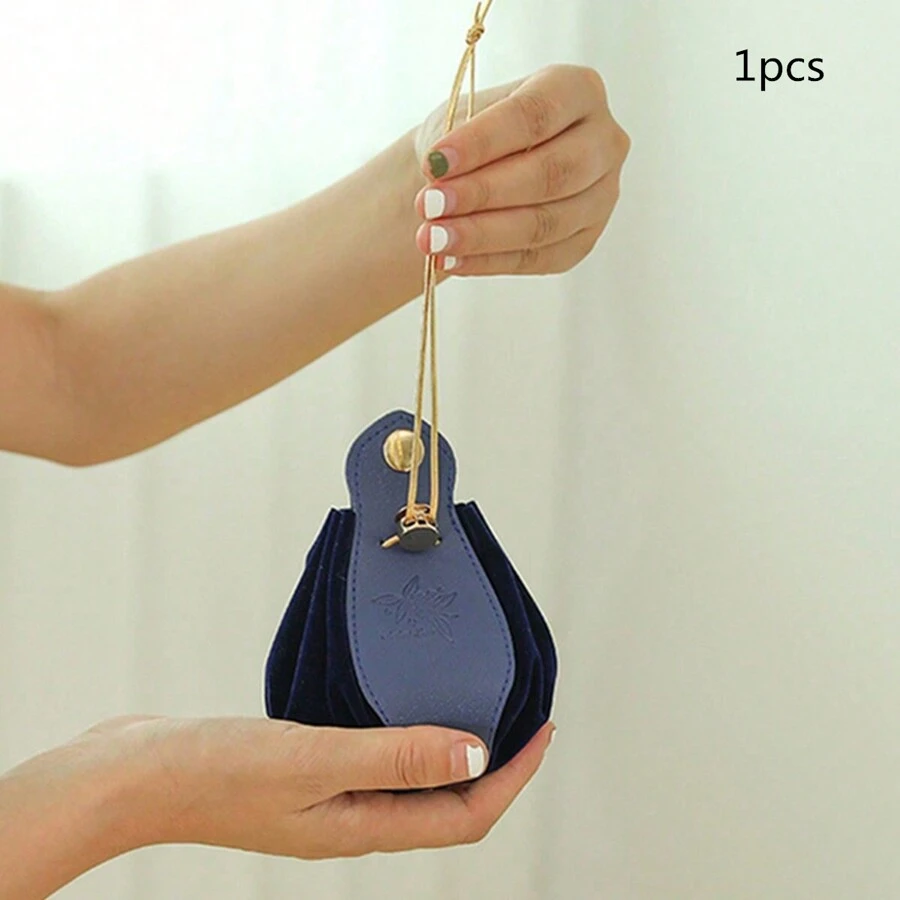 1 件/包多色花朵无纺布手提袋，礼品包装袋，手绘束口袋，适合婚礼、情人节、节日派对、礼品装饰 - 藏蓝色 - 查看 1