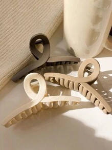 1-4件套女士大号轻便塑料发爪夹套装，黑色、棕色和白色可选，时尚百搭，优雅简约，适合日常通勤、派对、沐浴、化妆和搭配服装配饰，装饰梳、休闲发夹、发卡、发夹、发饰夹、秋冬发夹、女士度假装扮、夏季海滩装扮。 - 款式 - 查看 16