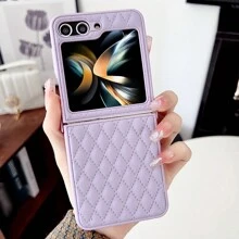 1pc White Skin-Like Soft Edge Surface Pu Leather Phone Case Compatible With Samsung Galaxy Z Flip5 4 3 5g - White - View 4