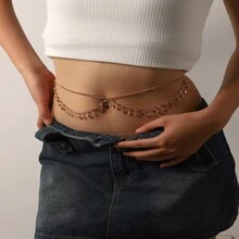 Sexy Beach Bikini Multi-Layer Tassel Star Waist Chain - Gold - View 6