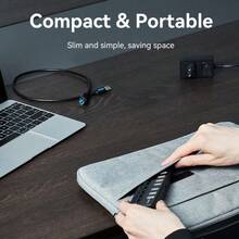 Vention Usb 3.0集線器,8個usb 3.0端口,7個歐式插頭,黑色美式插頭usb底座,帶有dc 12v / 2a電源適配器,type C轉usb擴展線適用於具有電源開關和dc 5.5毫米電源適配器的筆記型電腦pc - 黑色 - 查看 9