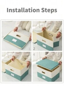 1pc Foldable Fabric Storage Box For Simple Storage Of Shoes, Underwear, Socks, Cds, Remote Controllers, Sweaters, Magazines, Stationery, Toys And Other Items - Red - View 10