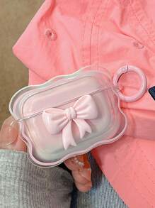 Apple Baby Pink Creative 3D Pink Ribbon Bowknot Wireless Earphone Protective Case, Compatible With Airpods 1/2 And AirPods 3/Pro/Pro2 - Multicolor - View 2