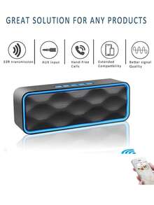 Wireless Outdoor High Volume Surround Sound Speaker For Home Audio, Pc, Phone, Car With Subwoofer, Usb, Radio - Blue - View 2