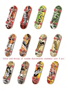 精選玩具手指滑板套裝，包括4個手指滑板，1條褲子/長褲和1輛小型摩托車（隨機顏色），滑板顏色隨機發送 - 彩色 - 查看 4