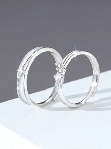 FOREVER QUEEN 1 對 S925 純銀流星雨夜光情侶戒指時尚星星戒指珠寶禮物情侶週年紀念日愛情 - 銀色 - 查看 6