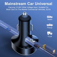 Maerknon 1入組黑色66W LED汽車充電器，5個端口快速充電，PD QC3.0 USB C汽車手機充電器，Type C適配器，適用於華為、小米、Type C快速充電汽車手機適配器 - 黑色 - 查看 2