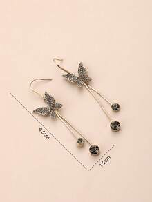 1 对蝴蝶设计流苏耳环全水钻耳钉，送给情侣的礼物 - 蝴蝶型 - 查看 7