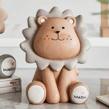 1隻獅子造型創意存錢罐玩具,用於存儲,可作客廳裝飾 - 灰色 - 查看 4