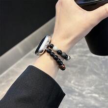 天然熔岩石和瑪瑙珠寶手鍊,兼容蘋果手表49mm 45mm 42mm 44mm男女時尚彈性手帶,兼容蘋果手表ultra 9 8 7 6 5 4 3 2 1 Se2 Se - 38/40/41mm - 查看 9