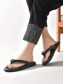 8013 Women's Summer Outdoor Slippers, Bathroom Classic Thong Sandals, Home Slippers - Black - View 3