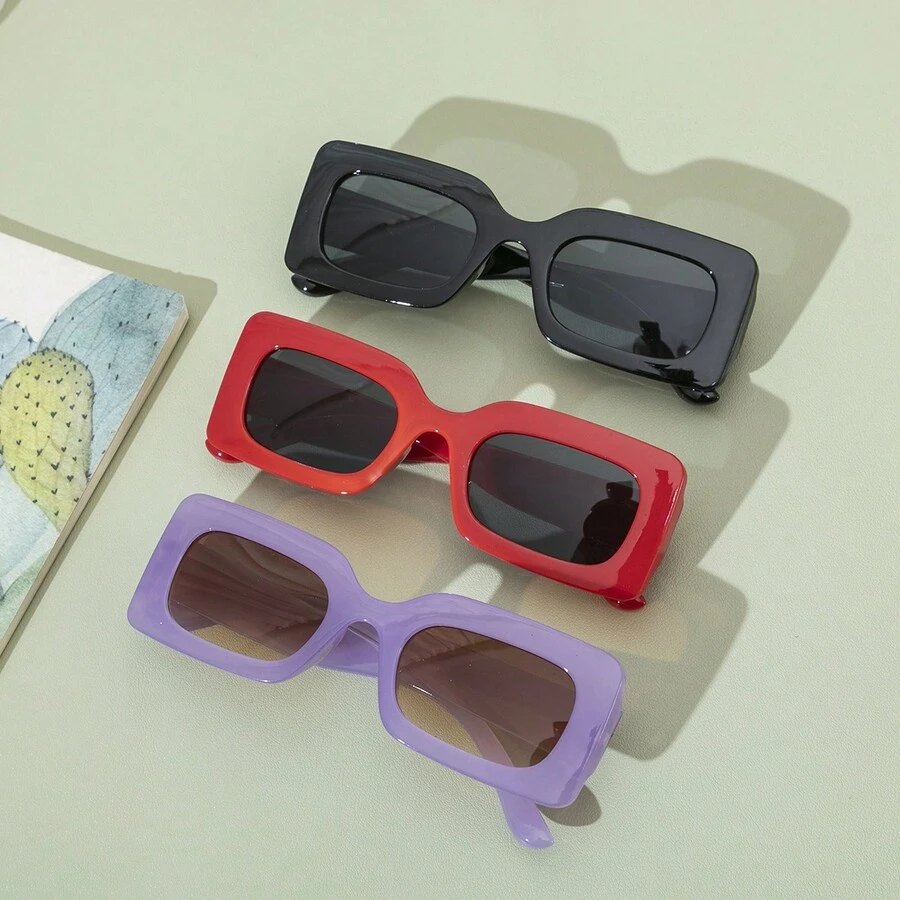 1pc European And American Candy Color Square Frame Fashion Glasses Retro Eyewear - Multicolor - View 1