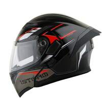 1Storm Motorcycle Modular Full Face Flip Up Dual Visor Helmet + Spoiler: HB89 Storm Blue - Red - View 1