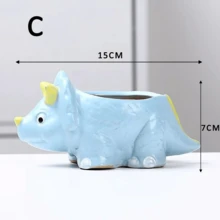 1個恐龍造型的陶瓷花盆,可種植多肉植物,適合作為桌上裝飾 - 藍色 - 查看 7