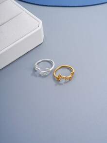 1入簡約時尚s925純銀設計開口戒指,女性專用 - 彩色 - 查看 1