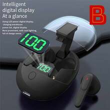 Oval-Shaped Wireless Headphones - Black - View 3