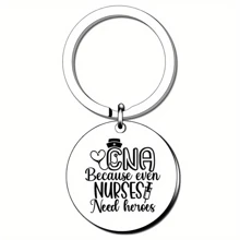 1pc Women's Nurse Stainless Steel Keychain Encouragement Gift, Minimalist Bag Pendant For Nurses Key Chain Charms - Silver - View 1
