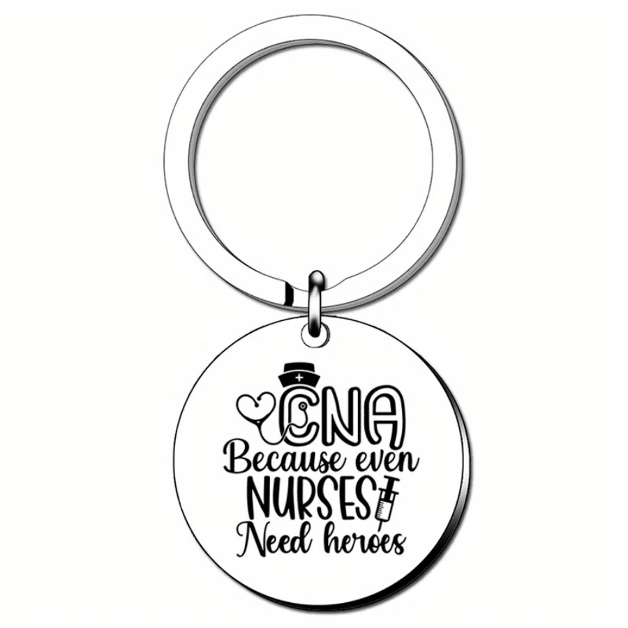 1pc Women's Nurse Stainless Steel Keychain Encouragement Gift, Minimalist Bag Pendant For Nurses Key Chain Charms - Silver - View 1