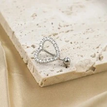 1pc Fashionable Heart Shaped Navel Ring, Suitable For Women's Daily Wear - Heart Shaped Belly Button Ring - View 7