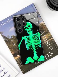 骷髏紋鋼化玻璃手機殼,兼容蘋果、三星等機型 - 彩色 - 查看 2