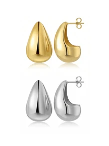4pcs/Set New Arrival Gold And Silver Combination Ladies' Stud Earrings Suitable For Daily Wear