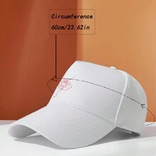 1 件硬頂棒球帽,適合休閒穿著,浪漫簡約的心形印花,時尚百搭,適合戶外活動、旅行和運動,材質 - 白色 - 查看 4