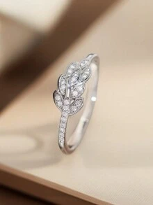 1只精美華麗的小麥穗設計白色立方氧化鋯戒指,情人節給女人的完美禮物 - 麥穗 - 查看 4
