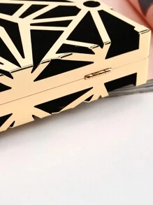 新款跨境抵達絨面晚宴包,手工金屬網夜宴手提包,手拿包 - 黑色 - 查看 4