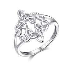 1pc S925 Sterling Silver Unique Simple Hollow Celtic Knot Ring, Fashionable Jewelry For Women's Date And Engagement