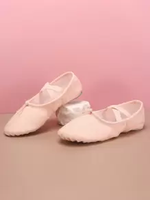 女童柔软透气芭蕾舞鞋/系带帆布芭蕾舞鞋/室内瑜伽鞋/舞蹈鞋(儿童/大童),建议选购小一码 - 粉色 - 查看 6