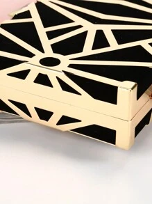 新款跨境抵達絨面晚宴包,手工金屬網夜宴手提包,手拿包 - 黑色 - 查看 2