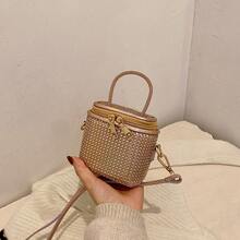 2024 New Arrival Crystal Diamond Dinner Clutch Bag, Elegant Bridal Mini Handbag - Gold - View 5