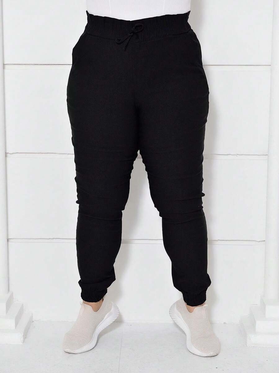 Plus Size Pants - 黑色 - 查看 1