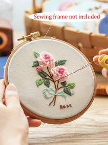 1 套绣花布 DIY 手工材料套件，适合初学者、DIY 家居装饰（无绣花箍） - 紅色 - 查看 1