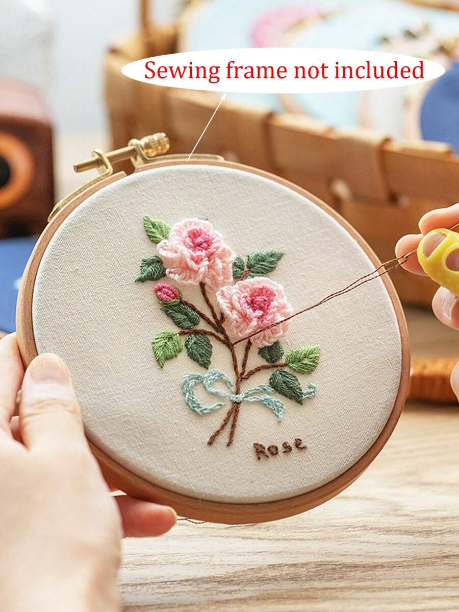 1 套绣花布 DIY 手工材料套件，适合初学者、DIY 家居装饰（无绣花箍） - 紅色 - 查看 1