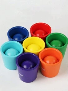 蒙特梭利教學球7色人和杯子顏色配對球捏珠遊戲1-4歲早期教育玩具 - 彩色 - 查看 4