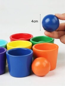蒙特梭利教學球7色人和杯子顏色配對球捏珠遊戲1-4歲早期教育玩具 - 彩色 - 查看 5