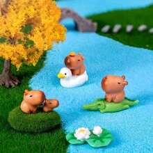 6pcs Mini Cute Capybaras Statue, Micro Landscape Ornaments, Car Desktop Decor Perfect For Decorating Rooms, Micro-Landscapes, Fairy Gardens, Tabletops, Terrariums & More Best Gifts Birthday Graduation