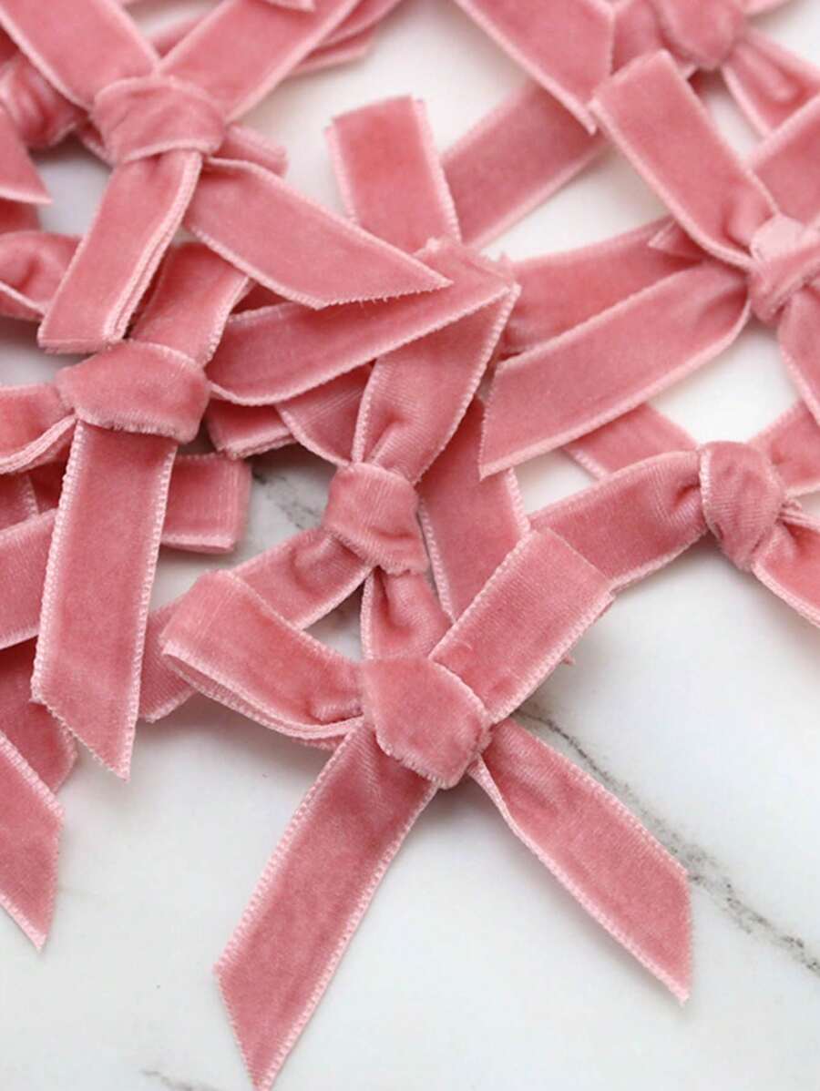 1包50入組1cm天鵝絨緞帶弓帶,適用於節日禮品包裝、婚禮裝飾、燭台裝飾、diy手工藝、窗簾邊框裝飾、衣物裝飾與手工製作diy - 珊瑚粉 - 查看 1