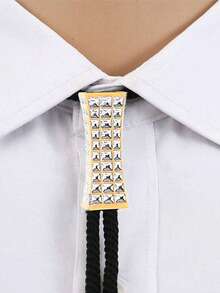 LikeWindy 1個男士復古撞色馬術領結西部牛仔領帶,街頭時尚項鍊,男女復古領結 - 綠色 - 查看 3