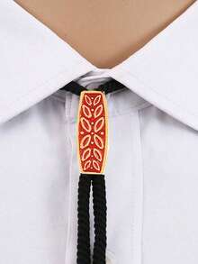 LikeWindy 1個男士復古撞色馬術領結西部牛仔領帶,街頭時尚項鍊,男女復古領結 - 綠色 - 查看 2