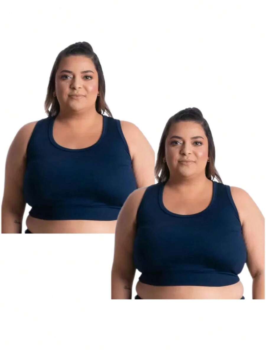 Plus Size Sports Bras - Blue - View 1